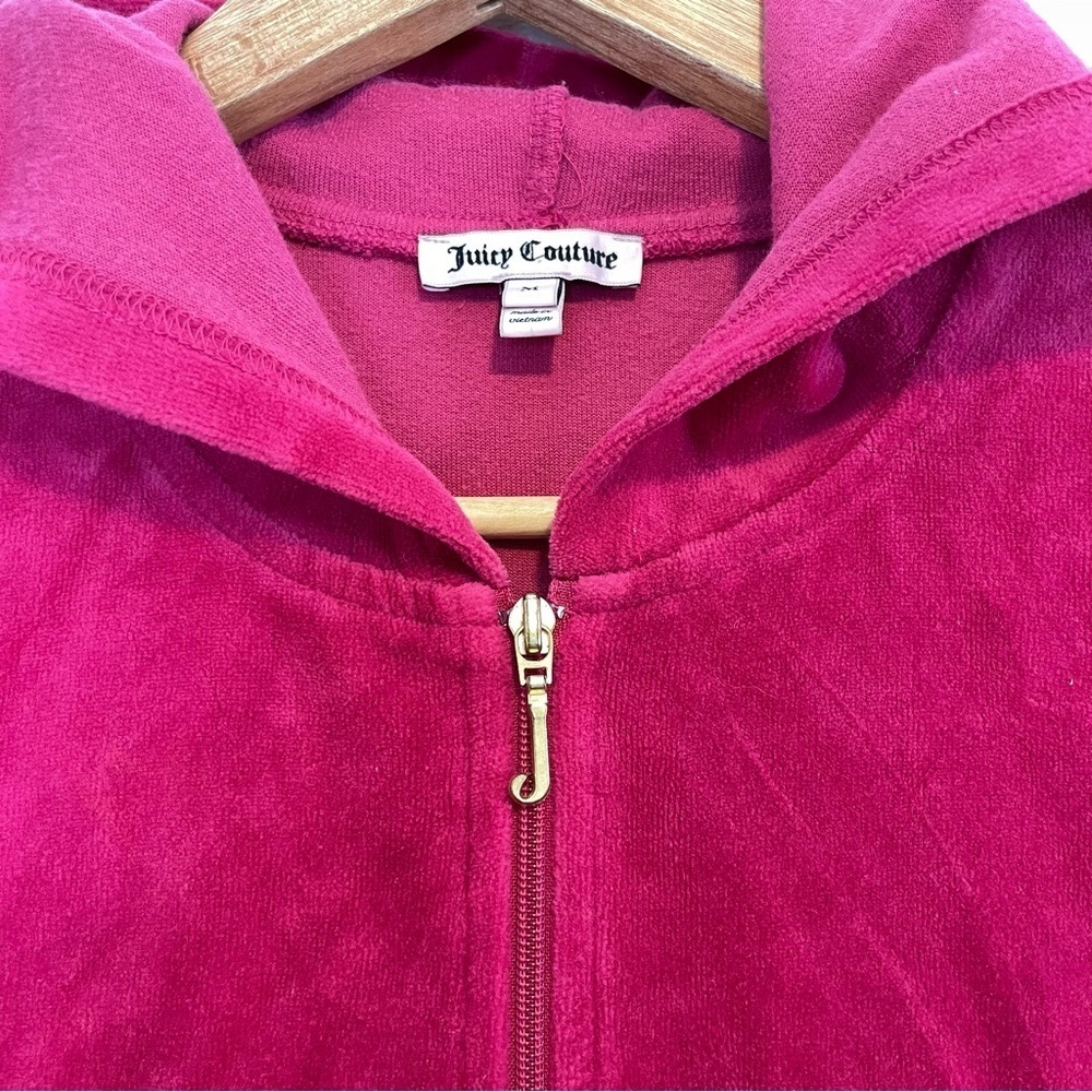 RARE Juicy Couture Vintage Velour Full Zip Hoodie track Jacket Y2K Spell out M - Picture 6 of 10